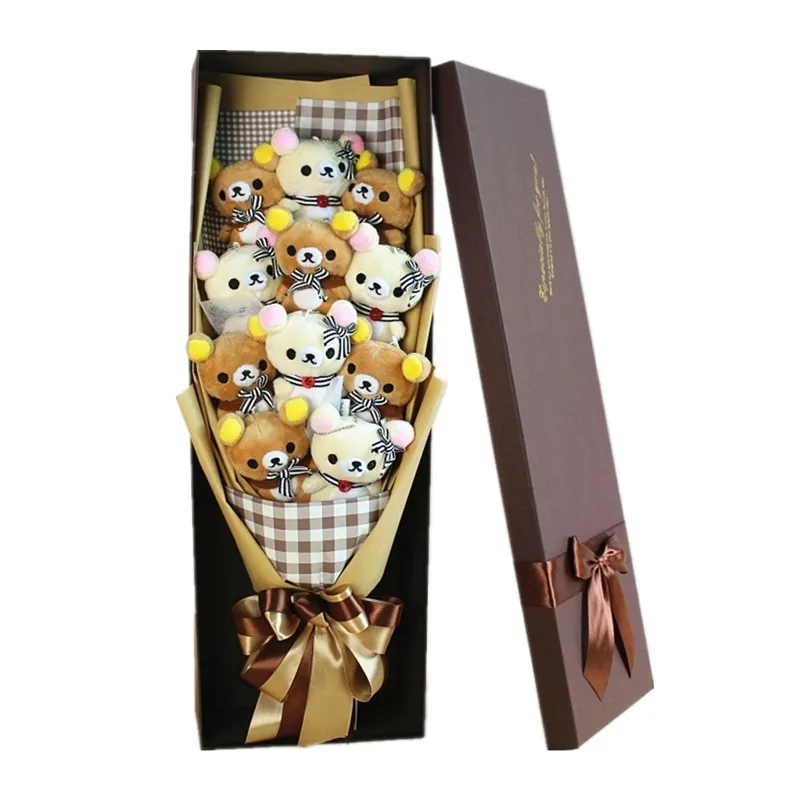 귀여운 곰 곰 동물 봉제 장난감 만화 꽃다발 선물 상자 크리 에이 티브 생일 발렌타인 데이 크리스마스 선물 220217