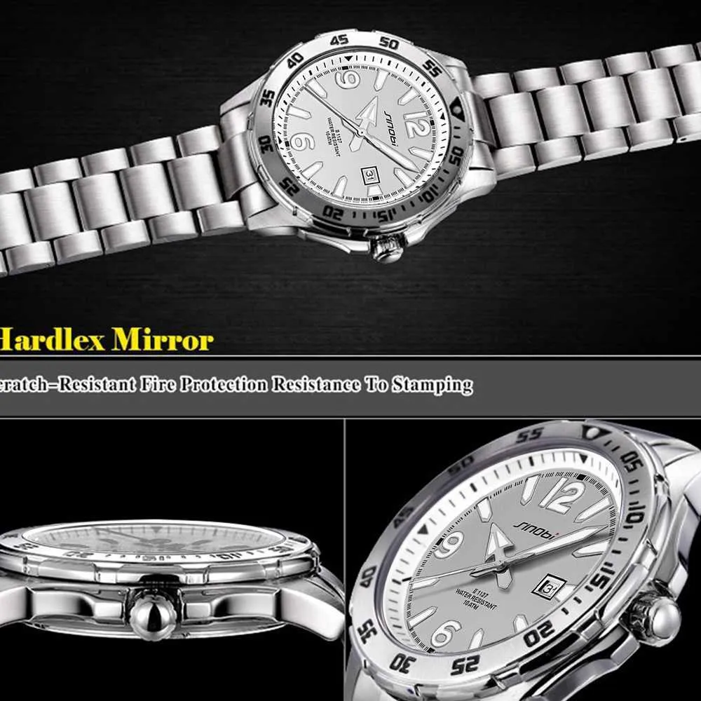 Sinobi 10bar étanche montre pour hommes plongée sport montres-bracelets Date automatique Top marque de luxe hommes lumineux Genève montre à Quartz Q0524