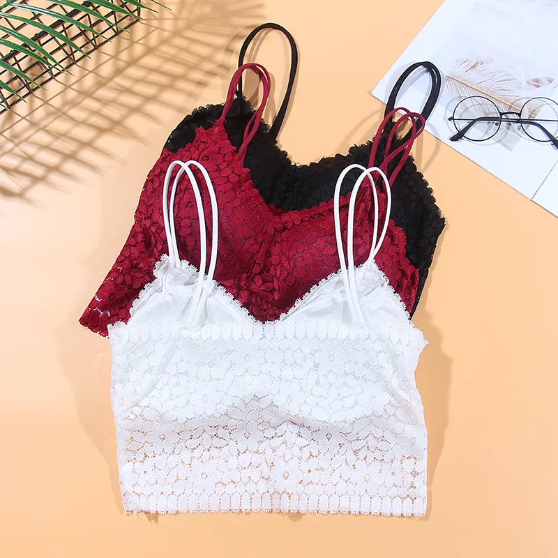 Sexy Lingerie Soft Bras For Women Hot Tank Top Female Lace Strap Wrapped Chest Shirt Lingerie Push Up for Women Bra B0149 T200609