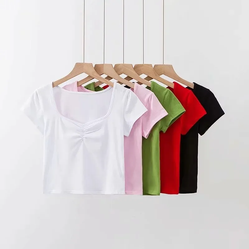 여름 꼭대기 여성을위한 우아한 화이트 티셔츠 셔츠 한국 의류 여성 캐주얼 짧은 소매 Tshirt Kawaii Streetwear 220325