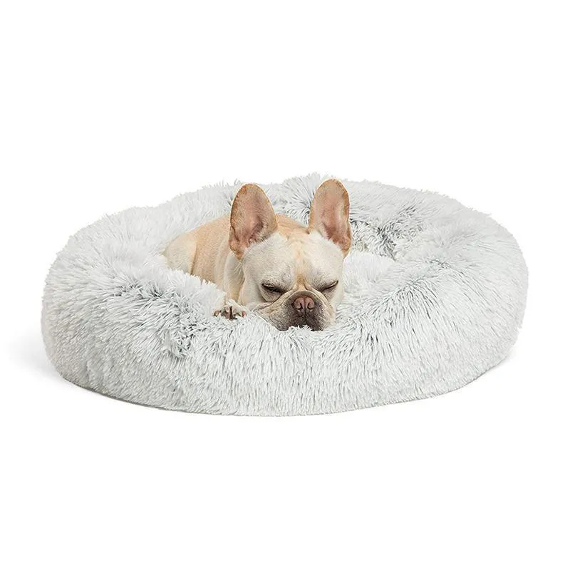 Cama de gato redonda de pelúcia macia Camas de cachorro falsamente para cães pequenos médios que aquecem travesseiro interno de travesseiro interno Y200330