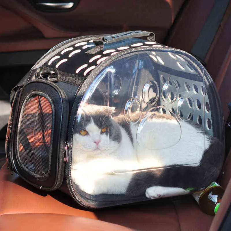 Sac à dos de chat sac portable animal de compagnie pour petits chiens lapin voyage sacs de plein air respirant sac à dos capsule boîte en plastique 211120