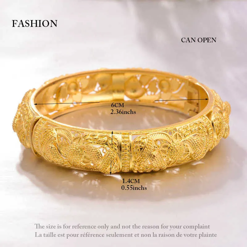 4 pçs / lote Top Quality Dubai Bangles Cor do ouro para mulheres noiva vintage bracelete África África jóias árabes 210918