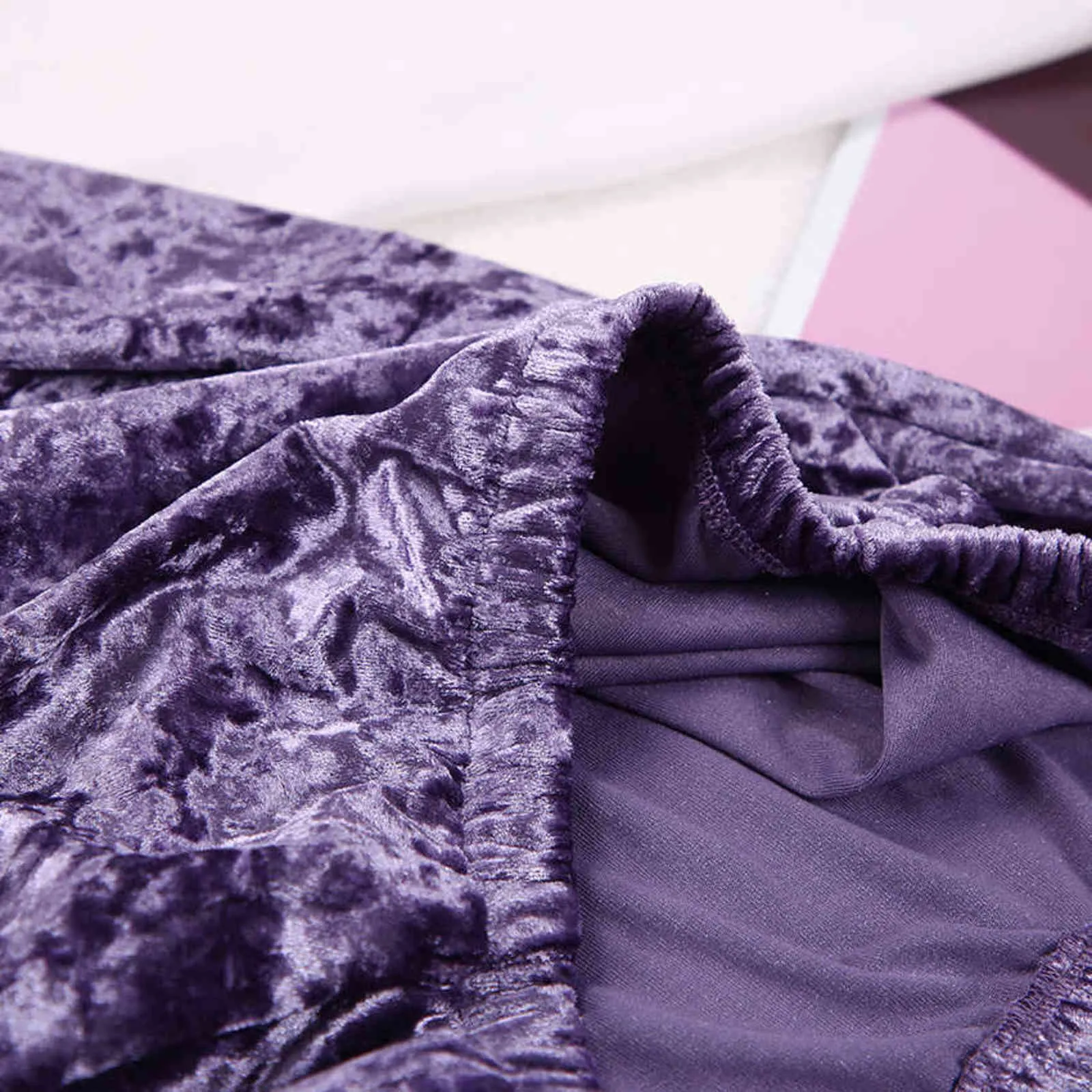 Hiloc Фиолетовый бархатный пижам для женщин Устанавливает домашний костюм без рукавов зима Pijama Tain Pank Top и брюки Lounge Weart Теплый женский набор 211109