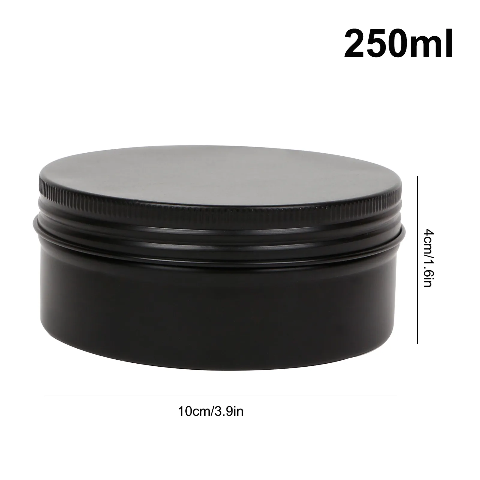 10st 250ml Round Metal Tin Jar Aluminiumbox Kosmetisk Cream Can Candy Storage Pot Svart ljusbehållare 8.5oz 210315