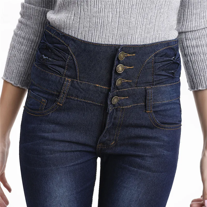 Ankomst grossistkvinna denim blyertsbyxor topp varumärke stretch jeans hög midja byxor kvinnor hög midja jeans 210302