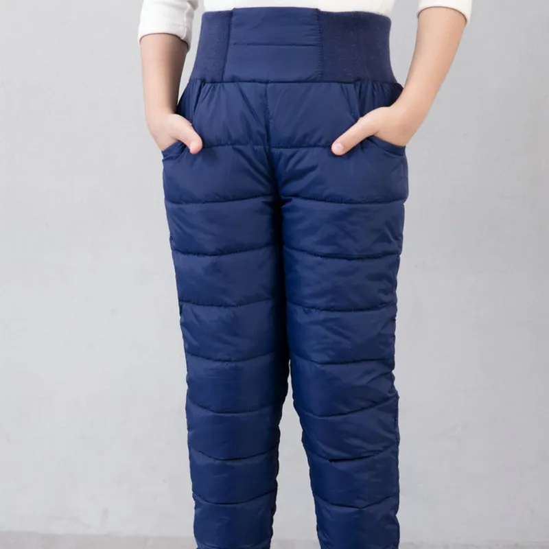 Child Girl Boy Winter Pants Cotton Padded Thick Warm Trousers Waterproof Ski Pants 10 12 Year Elastic High Waisted Baby Kid Pant (2)