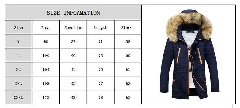 厚く男性の冬の毛皮の襟の長い厚いパーカージャケット男性のoutwearフード付きウインドブレーカー男性屋外-30度スノージャケット211008
