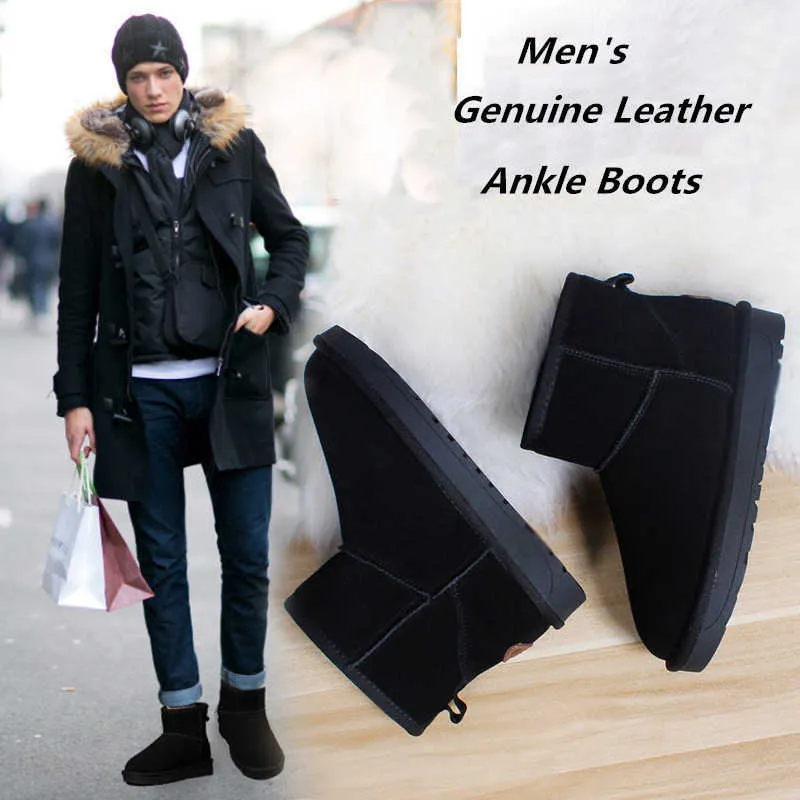 ZUZI marka zimowe męskie i damskie buty śnieżne styl australijski prawdziwej skóry kostki wodoodporne ciepłe krótkie buty 211019