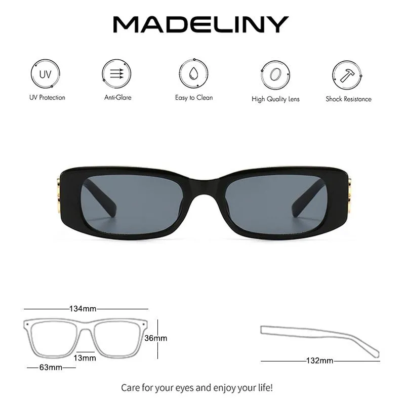 Occhiali da sole Madeliny Square Women Small Frame Designer Eyewear unico Gafas esterno vintage Outdoor Bling Shades Uv400 Men MA039299B