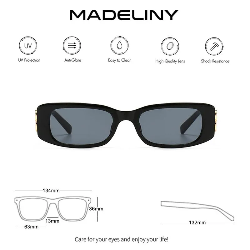 Sonnenbrille Madeliny Square Women kleine Rahmendesigner Eyewear einzigartige Vintage Outdoor Gafas Bling Shades UV400 Men Ma039299b