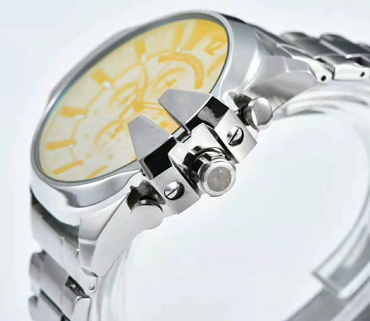 Orologio da uomo 3A DZ4318 quadrante grande orologio di alta qualità 55MM dual core funzione completa in esecuzione in oro rosa Acciaio inossidabile dorato Jap301U