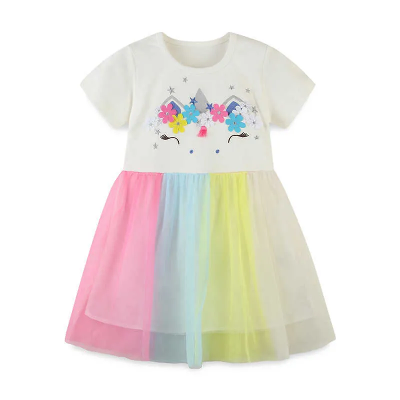 Jumping Meters Summer Girls Clothes Princess Dresses Cute Party Kids Dress Unicorn Costume 210529