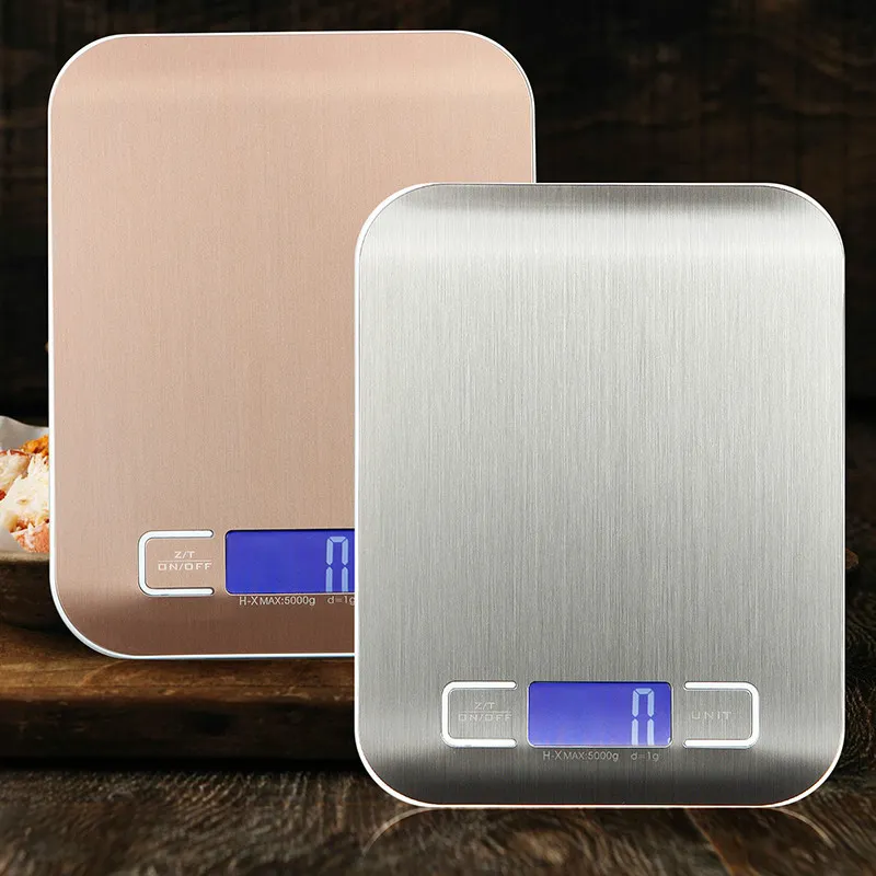 5 kg da 10 kg in scala elettronica cucina alimenti digitali in acciaio inossidabile pesatura LCD Strumenti di uring ad alta precisione Y200531