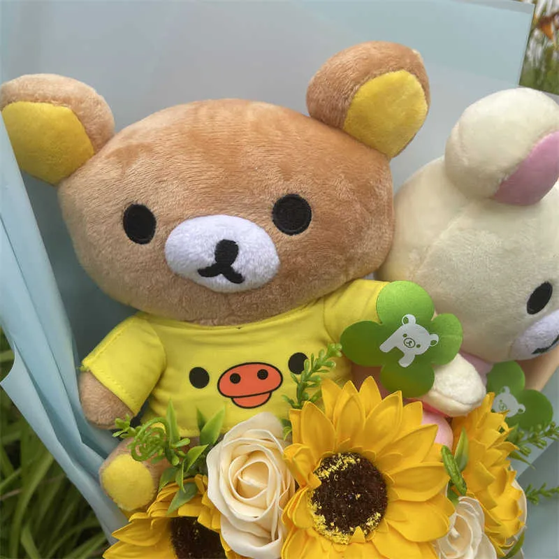 Schattige bloem boeket teddybeer knuffeldier pluche speelgoed cartoon geschenkdoos creatieve verjaardag afstuderen kerstcadeaus H0824