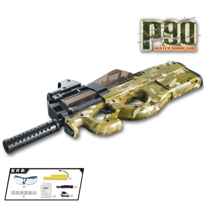 P90 Toy Gun Assault Sniper Water Bullet Model Outdoor Activities CS Game Electric Bursts Paintball Pistol Toys For Children