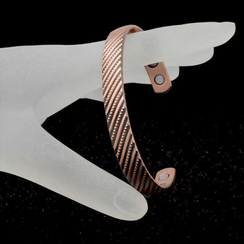 Escalus Smycken Kvinnor Present Antik Kopparplätering Kraftfull Magnetisk Bangle Magneter Healing Men Armband Armband Charm Q0717