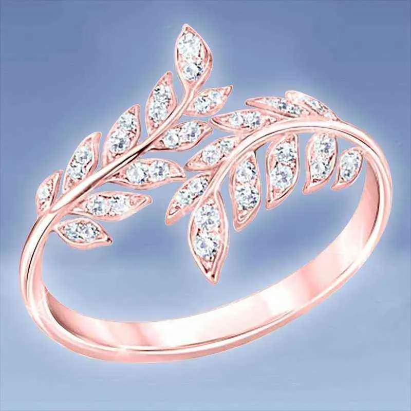 Delysia King vente mode feuille plume bague femmes mariage fiançailles vacances 211217