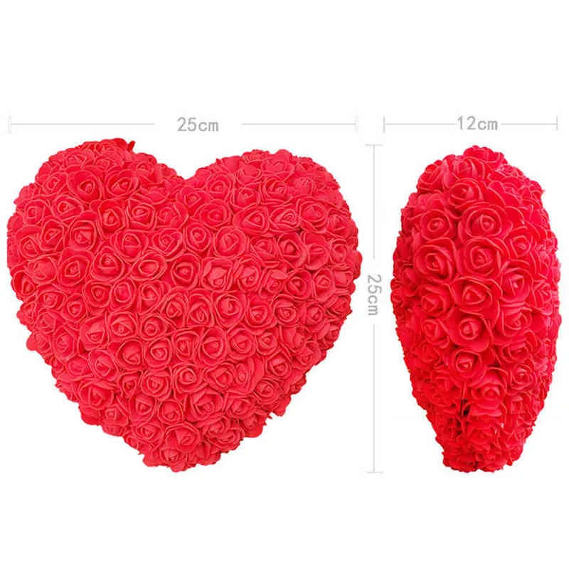 25 cm Artificielle Coeur Rose Coeur de Roses Femmes Saint Valentin Cadeaux D'anniversaire De Mariage Décoration Y1216