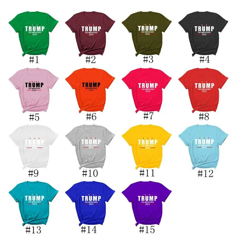 15 estilos Trump 2024 Camiseta con estampado de letras Camiseta de cuello redondo Casual EE. UU. Elección presidencial Trump Suéter de manga corta