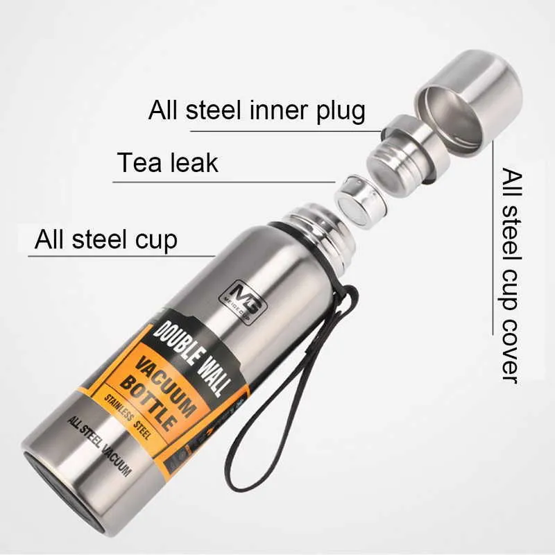 500 750 1000 1500ml Thermo For Tea 1 Liter Large Capacity Insulated Cup Military Style Outdoor Sports Thermos Vacuum Flask 210907254O