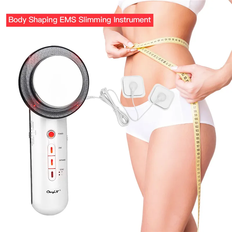 Machine d'épluchage de nettoyage de visage d'épurateur de peau ultrasonique + masseur de lumière LED de RF EMS + corps infrarouge lointain amincissant la graisse 220216