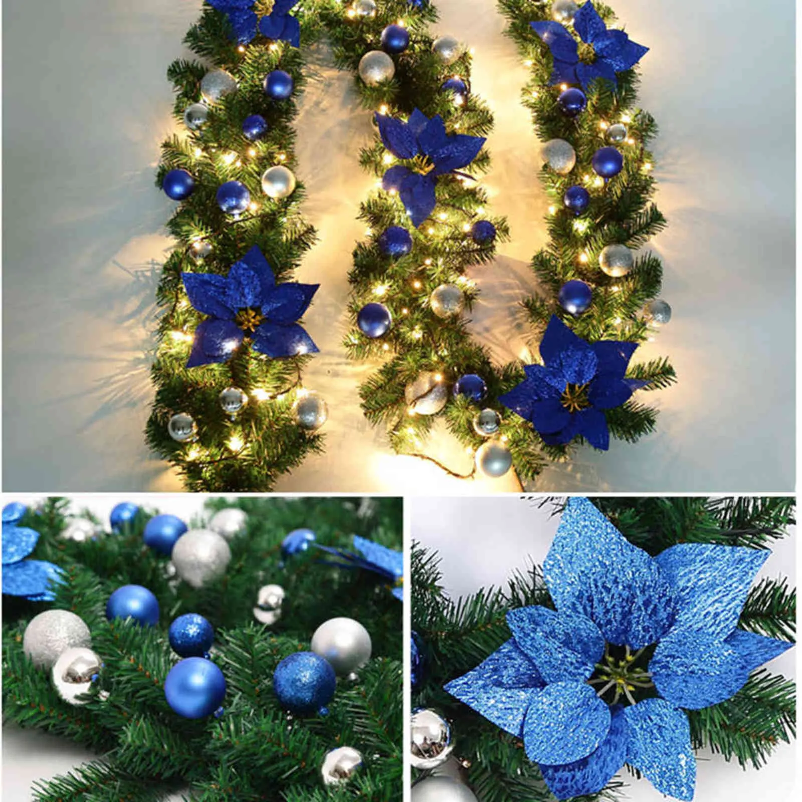 2,7m Julkrans med LED Light Christmas Garland Wreath Window Door Wall Ornament Dekorationer Hem Halloween Ornament 211104