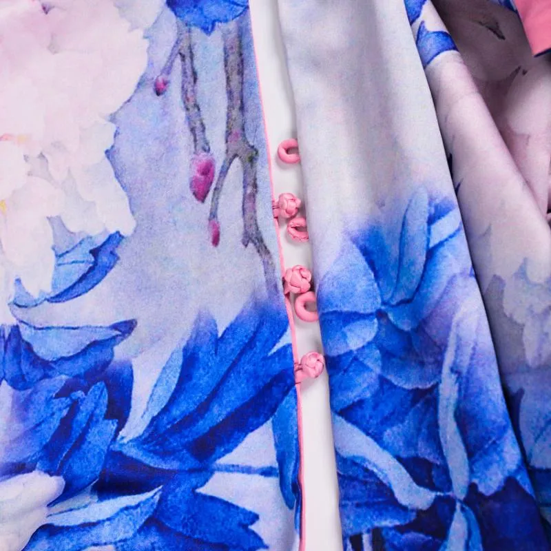 スカーフビシファチャイニーズスタイルブルーピンクピンクシルクショールスカーフ女性エレガントな長いショールラップ秋冬の暖かい厚い175 50cm269x