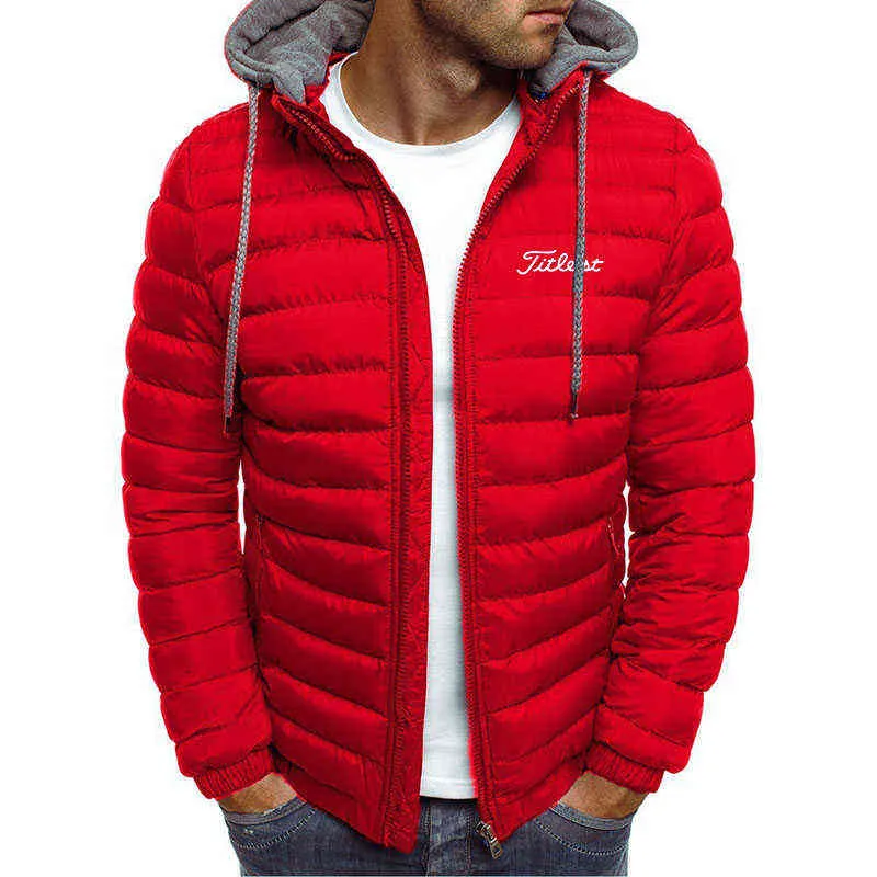 Winter Jackets Oversize Down Coat Men Golf Brand Padded Hooded Cardigan Drawstring Thick Warm Jacket Sports Outerwear Top 211217