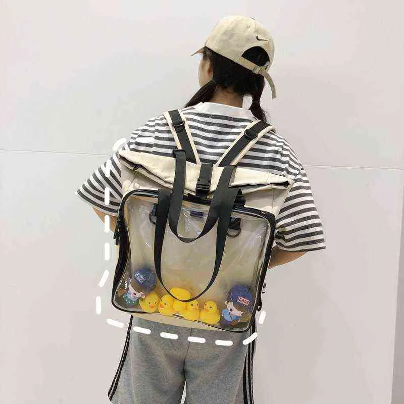 Kobieta przezroczysta duży plecak ITA z kaczki duża warstwa wyświetlacza szkolna dla kobiet plecak itabag 2 kolory H10298105 Y232O