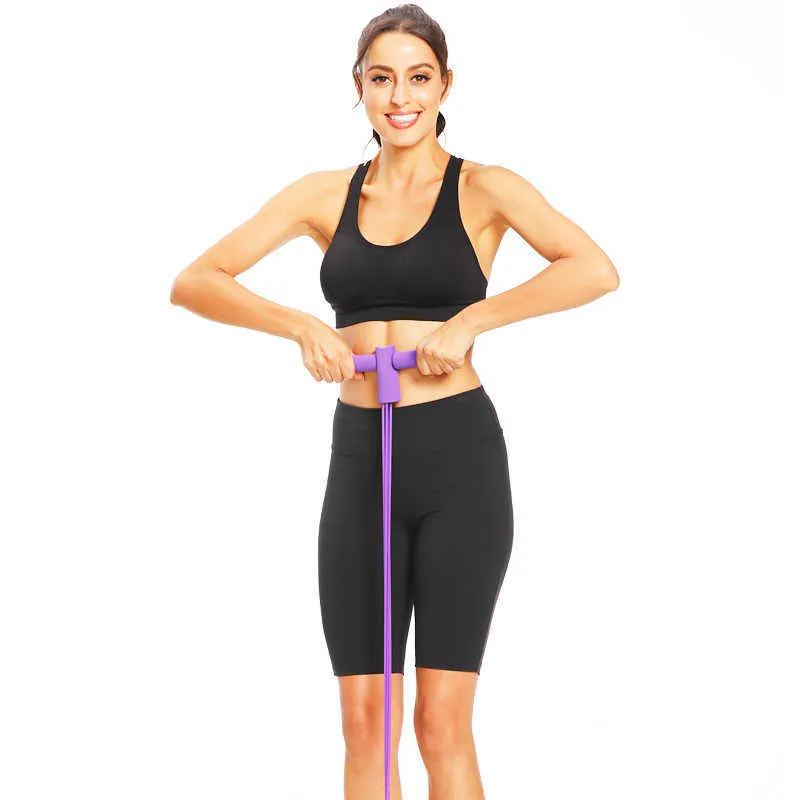 Fitness 4 Tube Resistand Bande Élastique Cordes De Traction Yoga Équipement D'entraînement Pilates Sit-up Rameur Ventre Bande Home Gym Sport Entraînement H1026