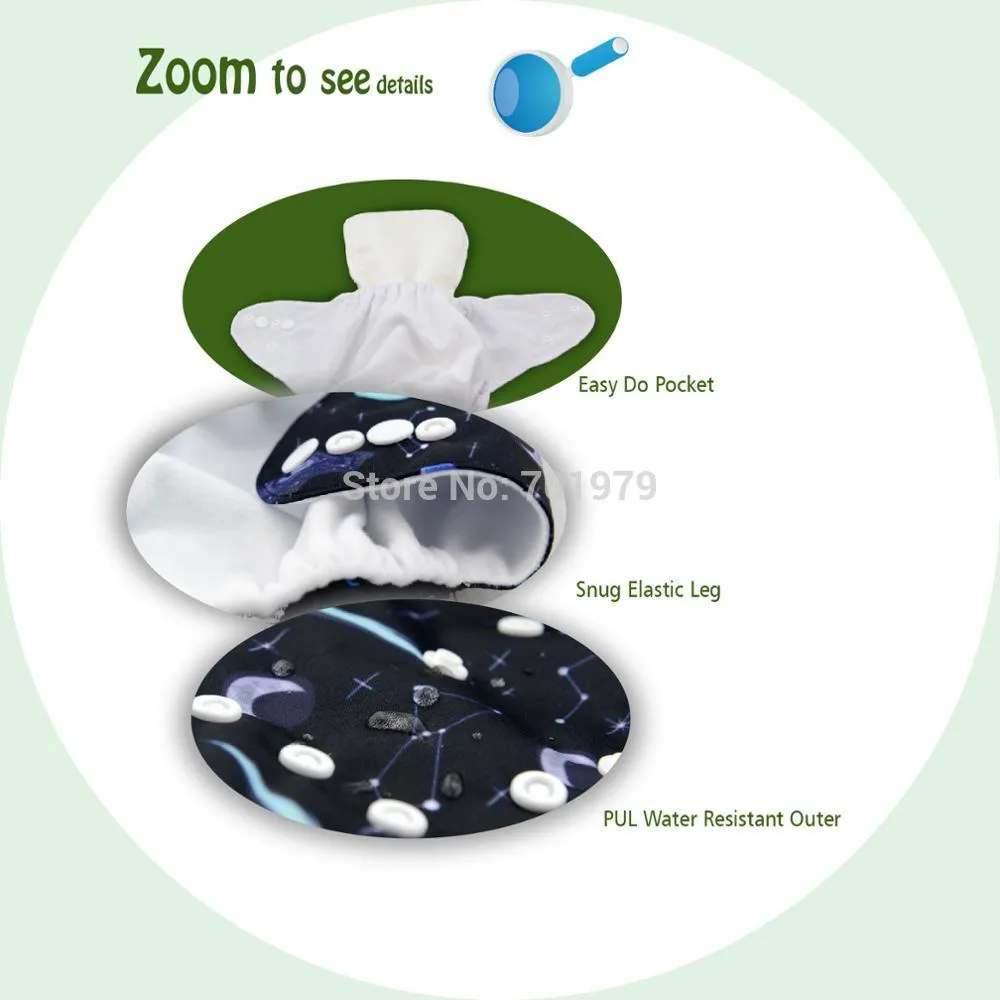 ALVABABY 6 + 12 couches d'inserts Couches en tissu lavables et réutilisables de taille unique pour bébés filles et garçons 210312