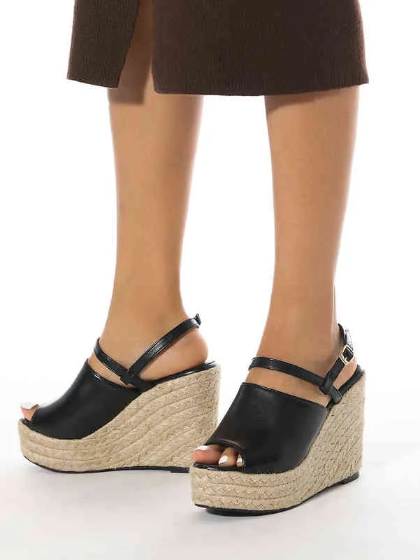 Sandaler Doghc Nya Kvinnor Sandaler Cork Platform Wedges Mules Slip på Högklackat Pumpar Plattform Skor Sandaler Kvinnor 220309