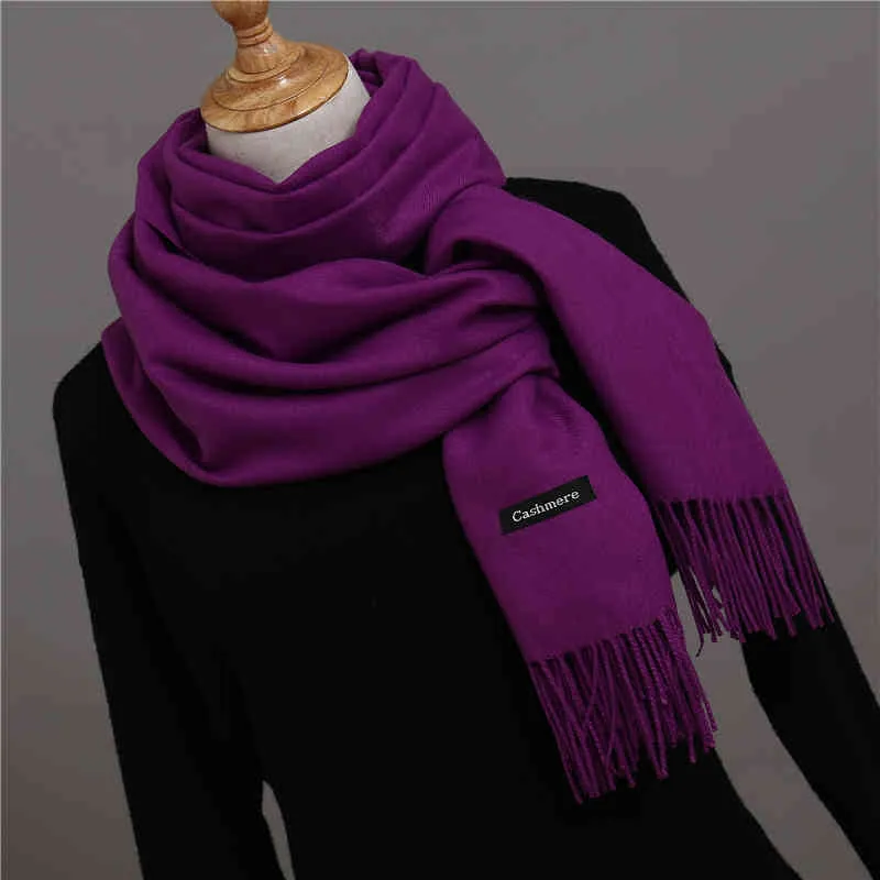 2021 Frauen Schal Soild Winter Kaschmir Schals für Damen Hals warm Pashmina lange Schal Wraps Bandana Foulard weiblichen Kopf Hijab