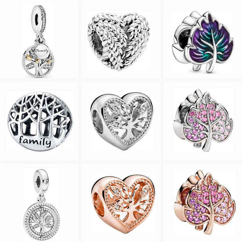 New Arrived Hollow Family Tree Leaves Shiny Pendant Bead Fit Original Charms Bracelet Necklace Diy Women Fashion Jewelry18132729331746