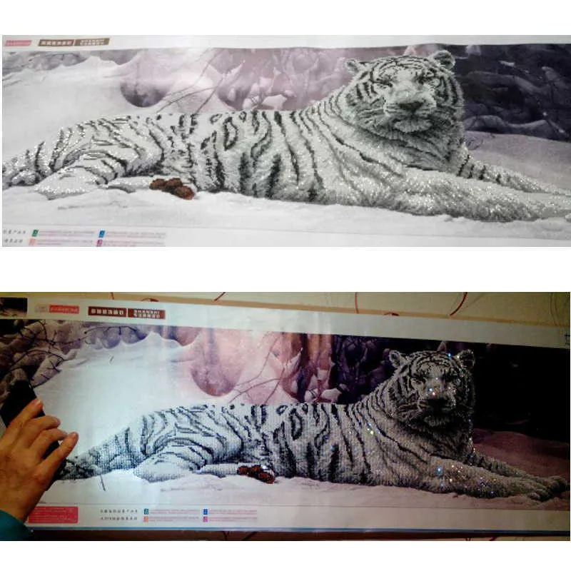 Pittura diamante 5D fai da te punto croce tigre bianca mosaico rotondo ricamo animali dipinti la casa hobby artigianato