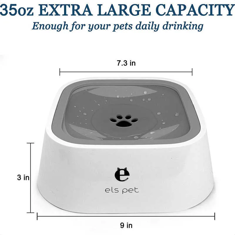 1.5L犬の飲料水ボウル浮遊非湿潤口猫抗オーバーフローディスペンサーABSプラスチック210615