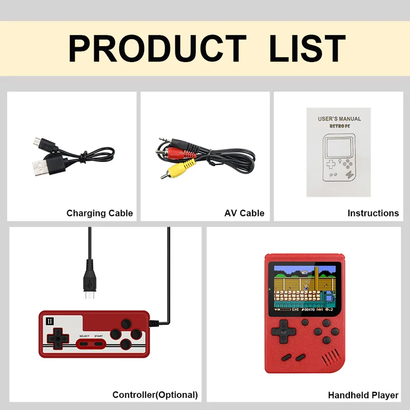 Retro-Videospielkonsole, Mini-Handheld-Game-Player mit 800 Spielen, tragbare Taschenspielkonsole als Geschenk für Kinder