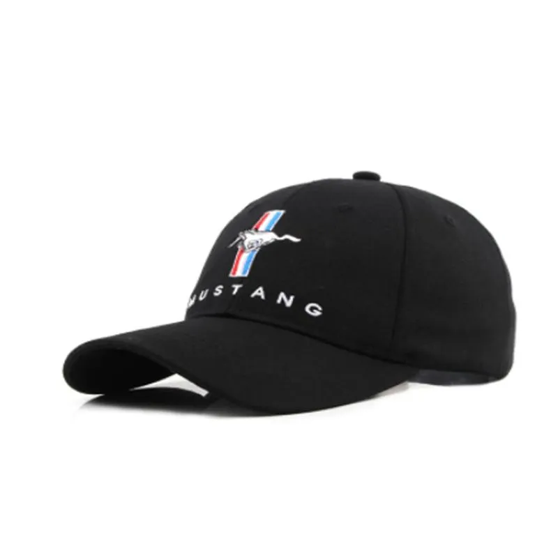 Широкие шляпы Brim 2021 Черные бейсбольные кепки спортивные гоночные гонки Мужские солнцезащитные очки Moto Mustang Motocross Motorcycle 3D Embroidery271s
