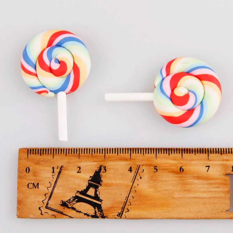10 шт. Спиральная радуга полимерная глина Cabochons Beauty Kawaii Lollipop Candy Foldback для DIY телефон украшения Y0910
