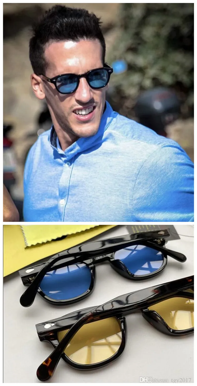 Luksusowe retro-vintage Johnny Depp Blue Nightvision Okulary przeciwsłoneczne unisex top-Itary Plank Cart-logo occhiali da sol dla rx oryginalne ful2025