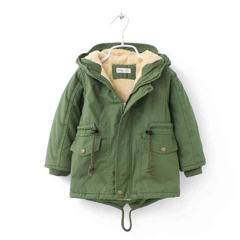 Babymeisje jongen hooded jas dikke bont binnen peuter tiener windjack jas winter warme uitloper kleding 2-16Y 211222