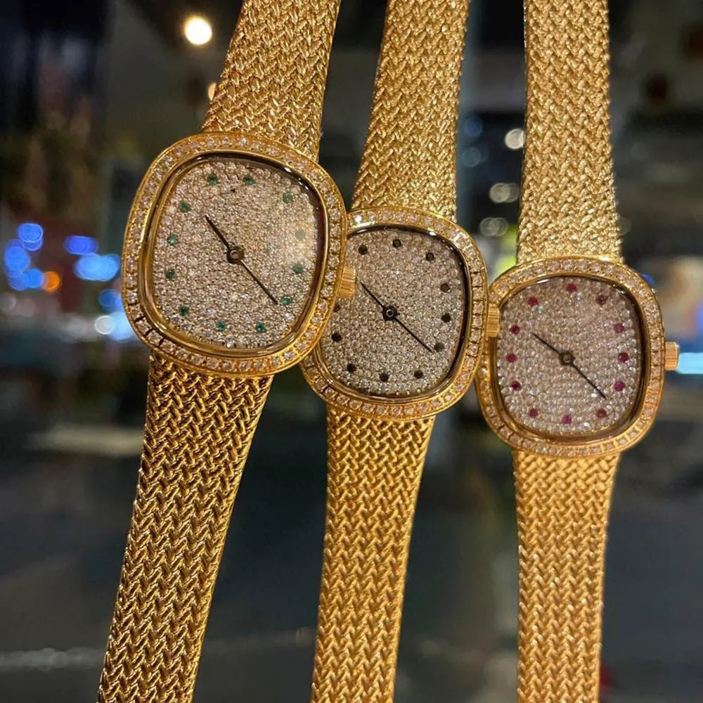 Женские антикварные часы с бриллиантовым циферблатом, уникальный кварцевый механизм в стиле ретро 29 6x26 6 мм Montre de Luxe300N