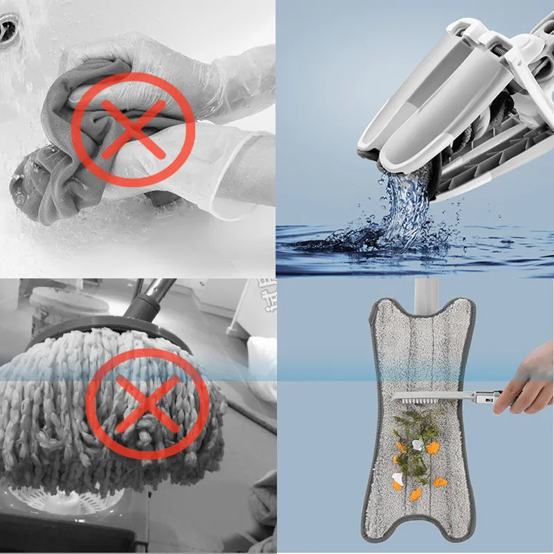 X Tpye seau mains libres lavage paresseux plat 360 vadrouille rotative avec tampons en microfibre outils de nettoyage ménager