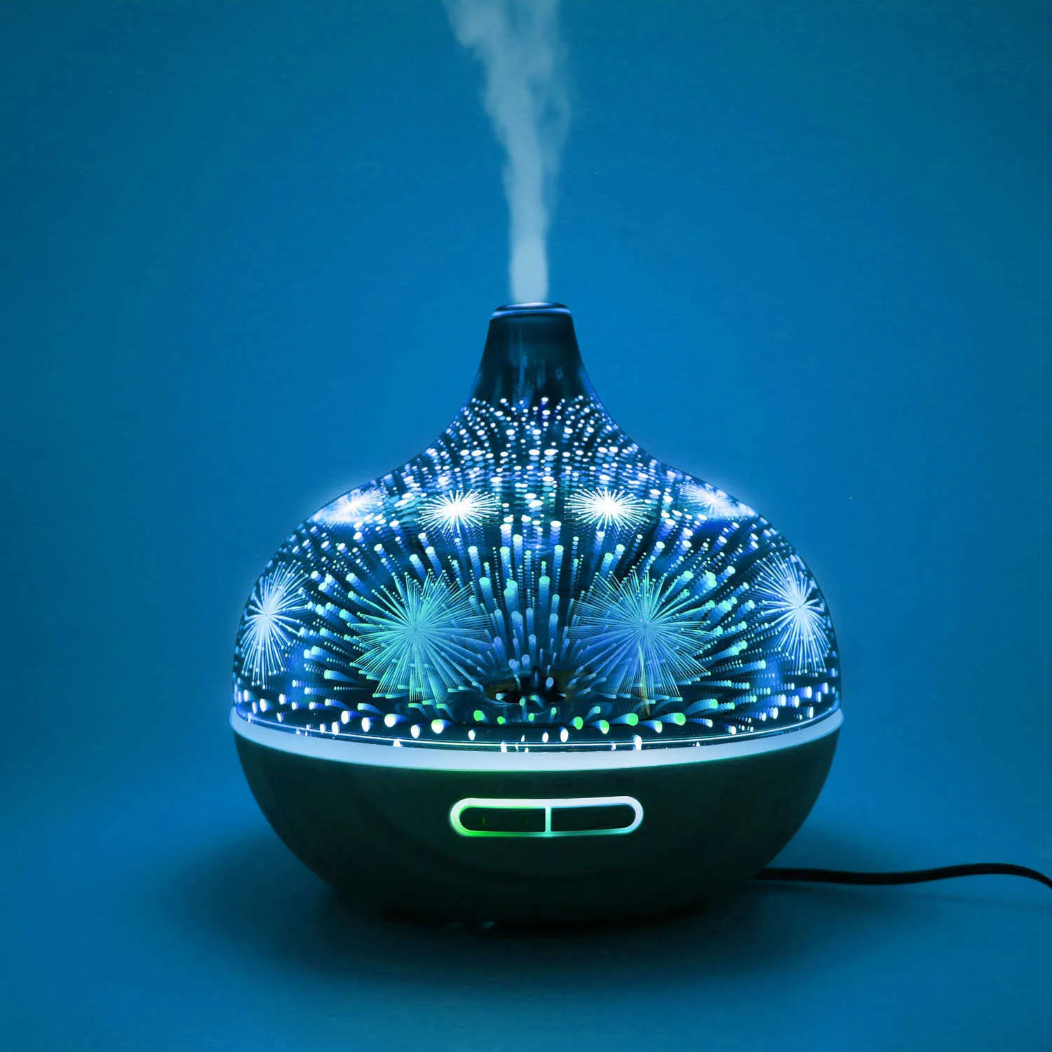 400ml Ultrasonic Humidifier With Remote Control 3D fireworks Aromatherapy Essential Oil Air Diffuser Glass Diffusers For Rooms 210724
