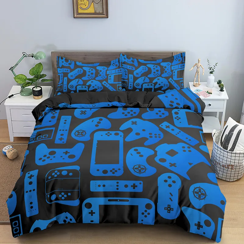 Hot Sell Game Bed Sets för Boys Gamer Conterter Duvet Cover Gaming Tema Sovrum Inredning Singel King Bedding Set Hem Textil 210309
