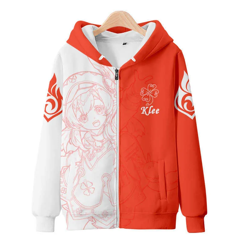 Genshin impact cosplay Hu Tao 3D Print Zipper hoodie Hip Pop O-cou adolescent Sweat Cute Outwear Pull Automne mens hoodie Y0901
