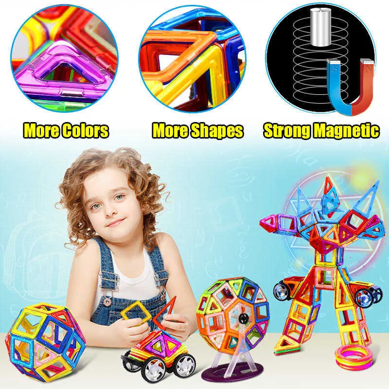 Designer Magnetische Konstruktor Große Größe DIY Magnet Spielzeug Magnetische Bausteine Pädagogisches Spielzeug Für Kinder Geschenke Q0723