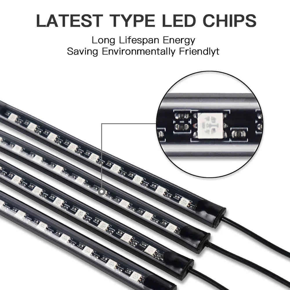 Car Led Strips 36/48/72 Ambient RGB LED Lights USB 12V Auto Interior Decorative Lamp APP Wireless Remote Mode