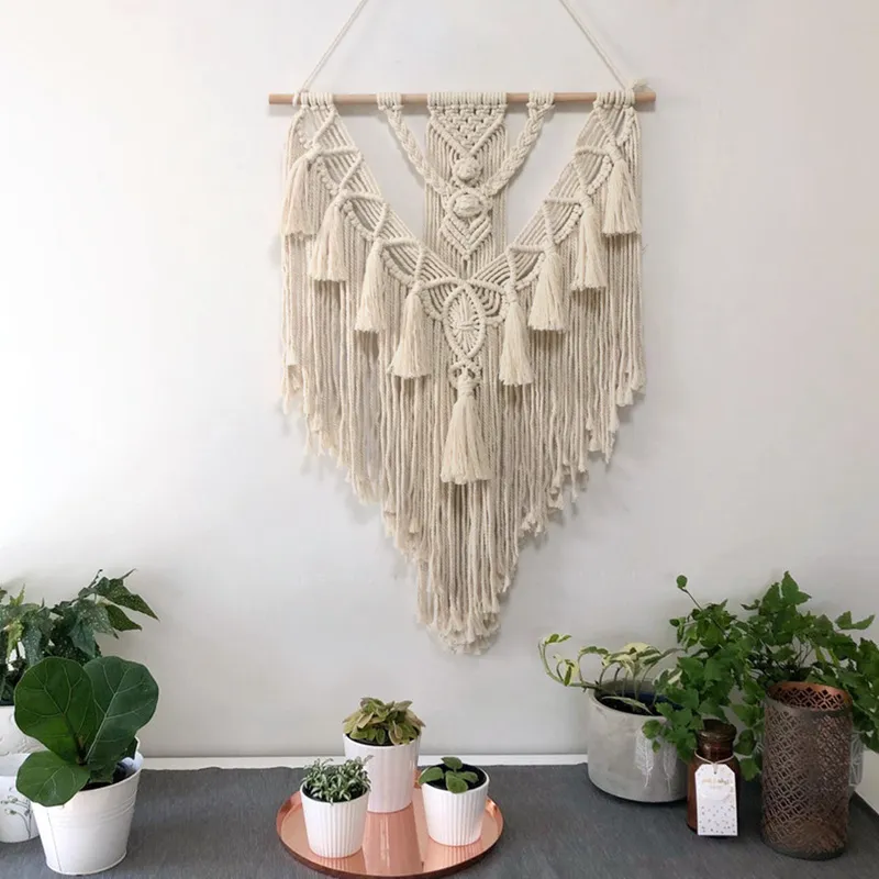 Macrame vägg hängande handvävt bohemisk bomull rep boho tapestry heminredning boho bohemian vävt tapestry väggkonst macrame dekor 210310